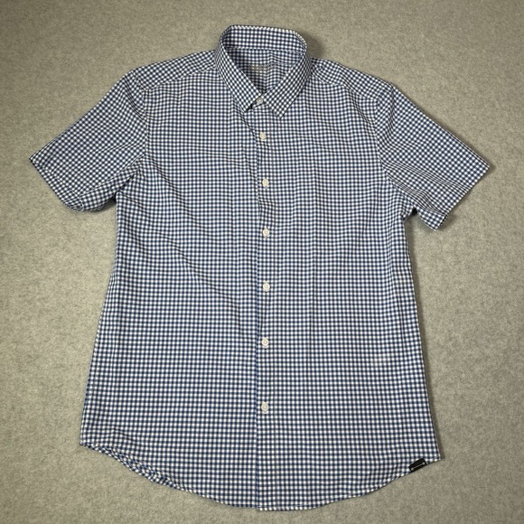 Barbell Apparel Other - Barbell Shirt Mens Medium Blue White Gingham Short Sleeve Button Front Stretch